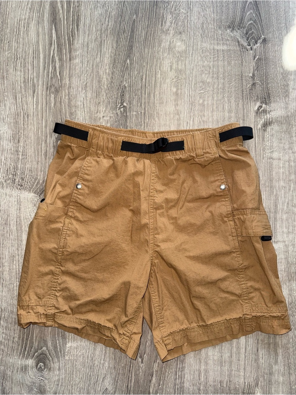 The North Face Men's Caramel Cargo Shorts with Black Accents